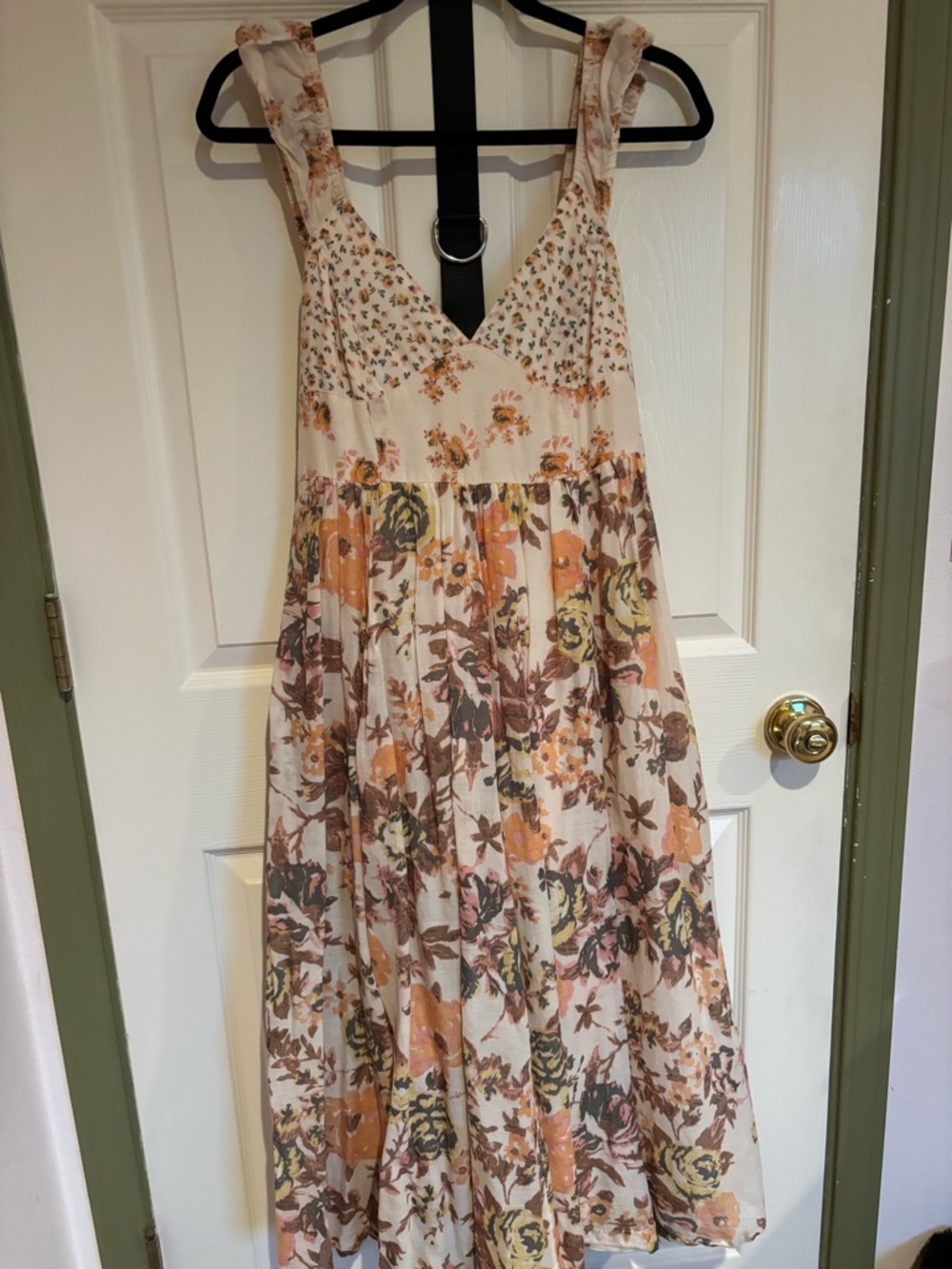Free People Cream Maxi Dress with Orange, Brown and Yellow Floral Print - Picture 16 of 16